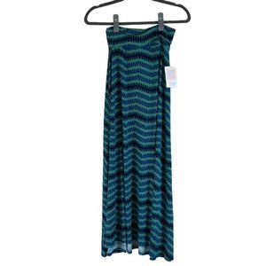 NWT LulaRoe MAXI SKIRT XXS Polka Dot Zig Zag Stripe Chevron Blue Teal Playful